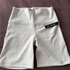 SET Active Women's High-Waisted Cream Bike Shorts
